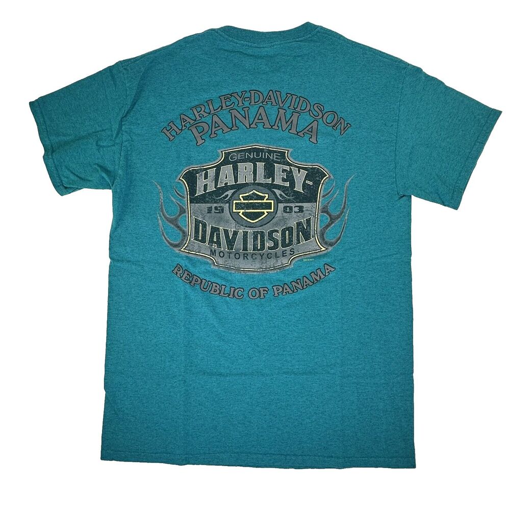 Harley Davidson Graphic T Shirt Size M Republic of Panama Motorcycle Biker READ
